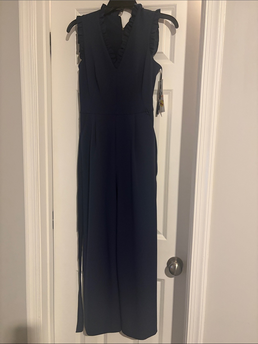 Calvin Klein - Navy Ruffle V-Neck Jumpsuit